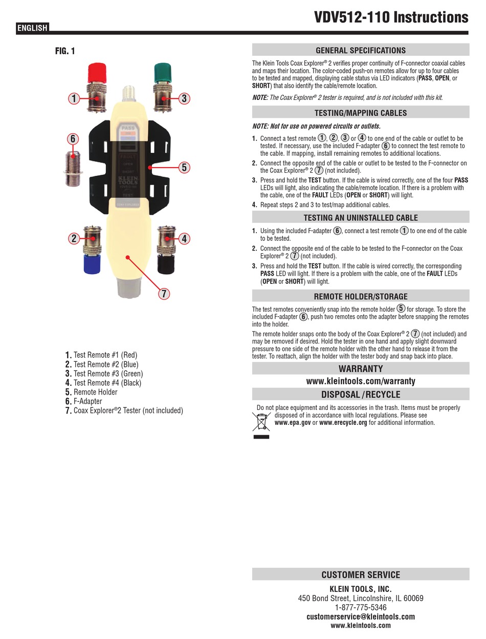 Klein Tools Vdv Instructions Pdf Download Manualslib