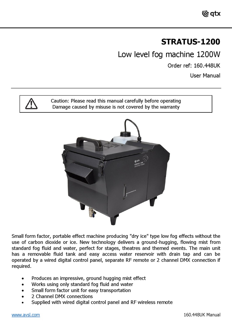 QTX STRATUS 1200 USER MANUAL Pdf Download ManualsLib