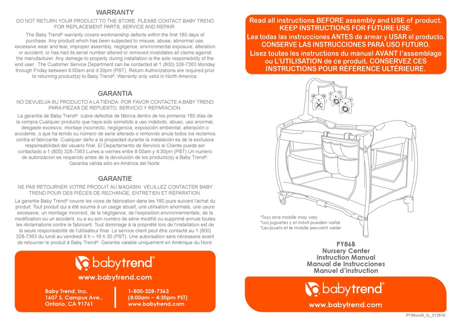 BABY TREND PY86B INSTRUCTION MANUAL Pdf Download ManualsLib