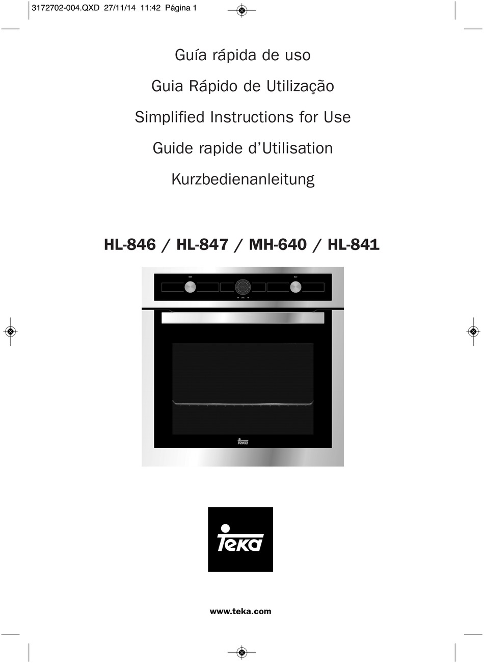 TEKA HL846 SIMPLIFIED INSTRUCTIONS FOR USE Pdf Download ManualsLib