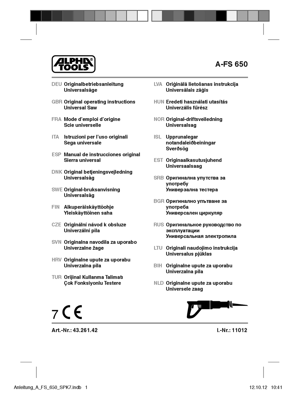 ALPHA TOOLS A-FS 650 ORIGINAL OPERATING INSTRUCTIONS Pdf Download ...