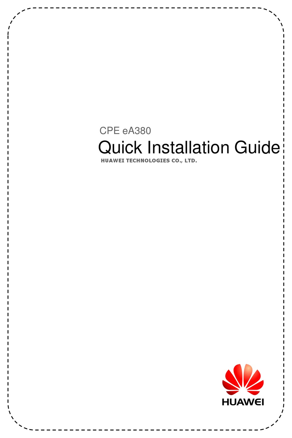 HUAWEI EA380 QUICK INSTALLATION MANUAL Pdf Download | ManualsLib