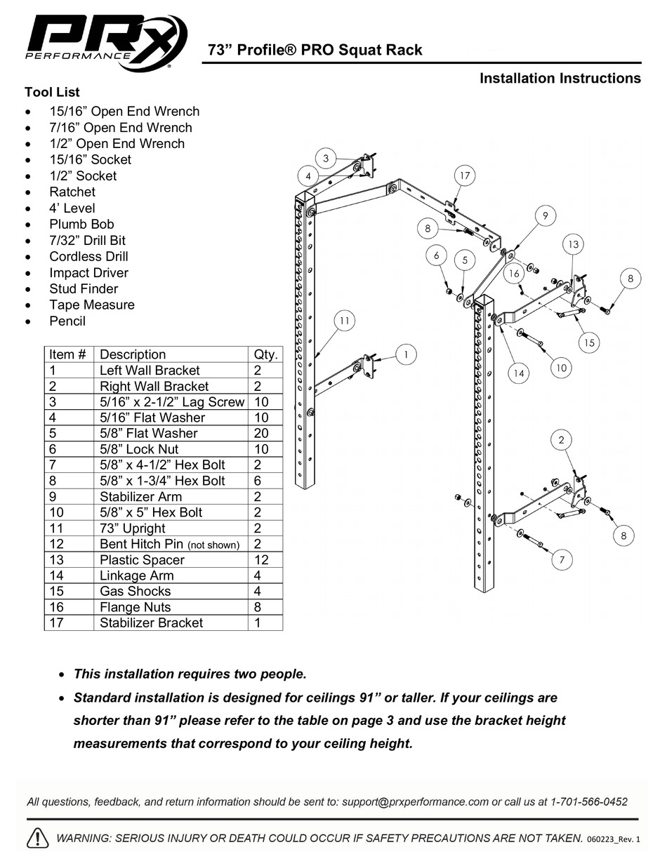PRX PERFORMANCE PROFILE PRO INSTALLATION INSTRUCTIONS MANUAL Pdf