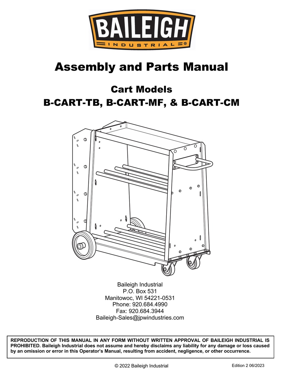 BAILEIGH B-CART-TB ASSEMBLY AND PARTS MANUAL Pdf Download | ManualsLib