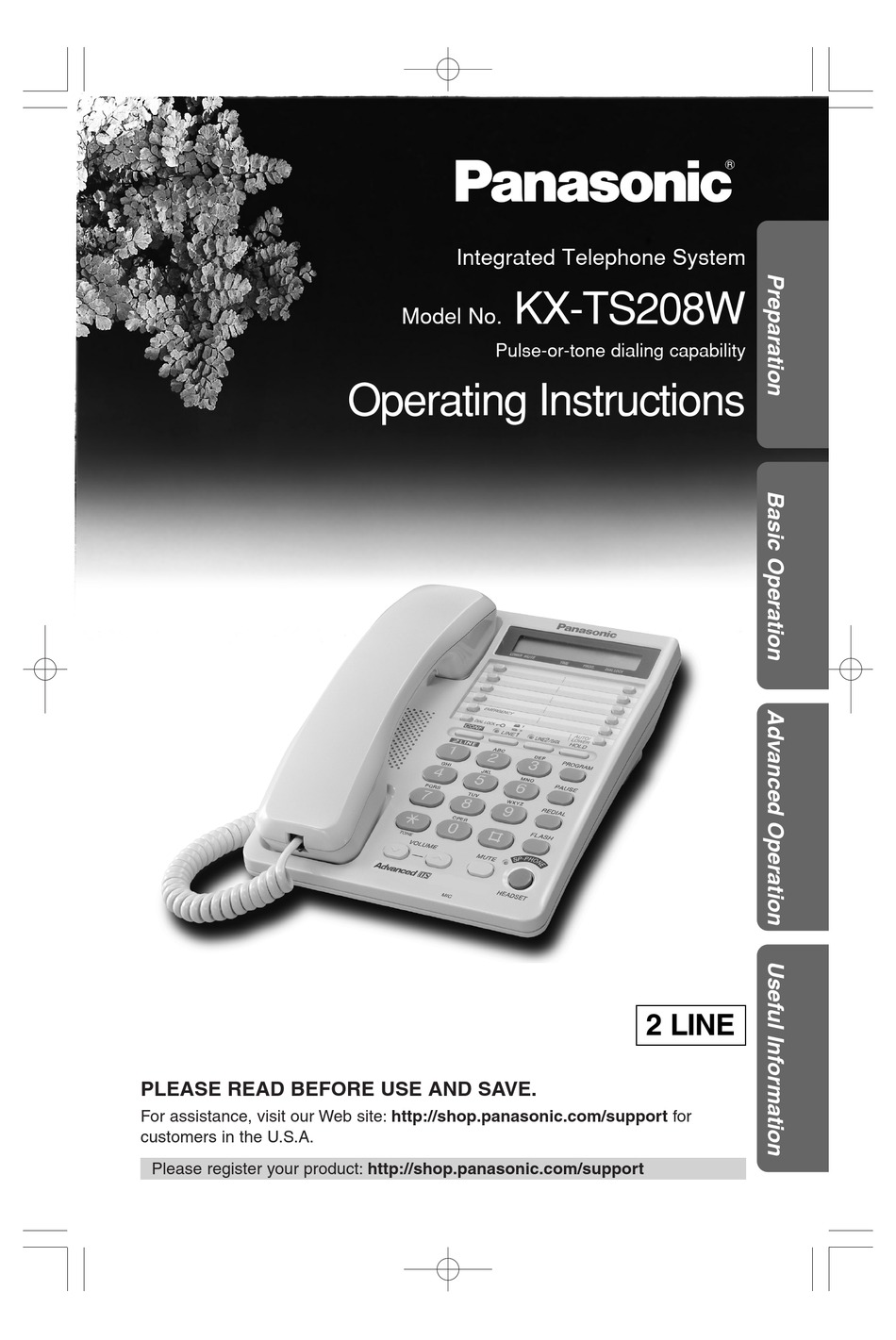 PANASONIC KX-TS208W OPERATING INSTRUCTIONS MANUAL Pdf Download | ManualsLib