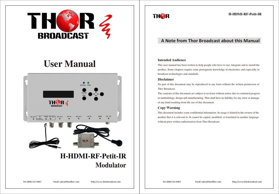 THOR BROADCAST HHDMIRFPETITIR USER MANUAL Pdf Download ManualsLib