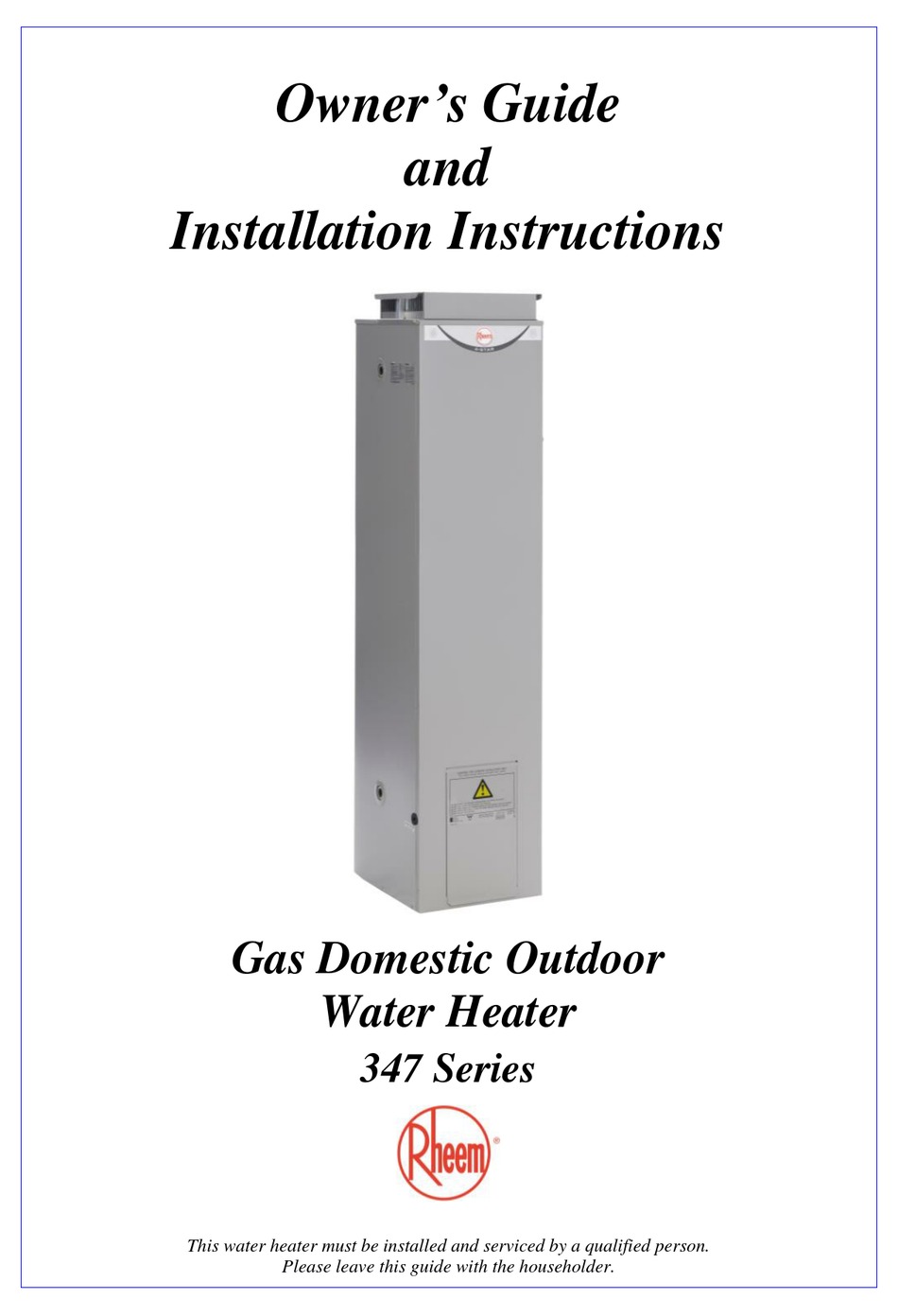 RHEEM 347 SERIES OWNER
