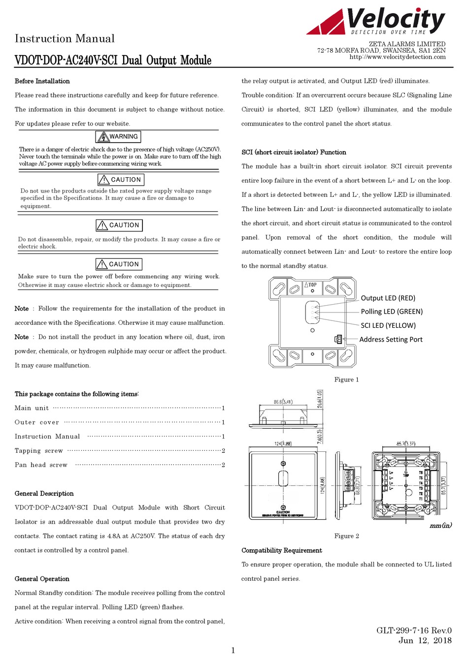 VELOCITY VDOT-DOP-AC240V-SCI INSTRUCTION MANUAL Pdf Download | ManualsLib