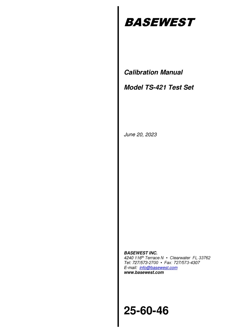 BASEWEST TS421 CALIBRATION MANUAL Pdf Download ManualsLib