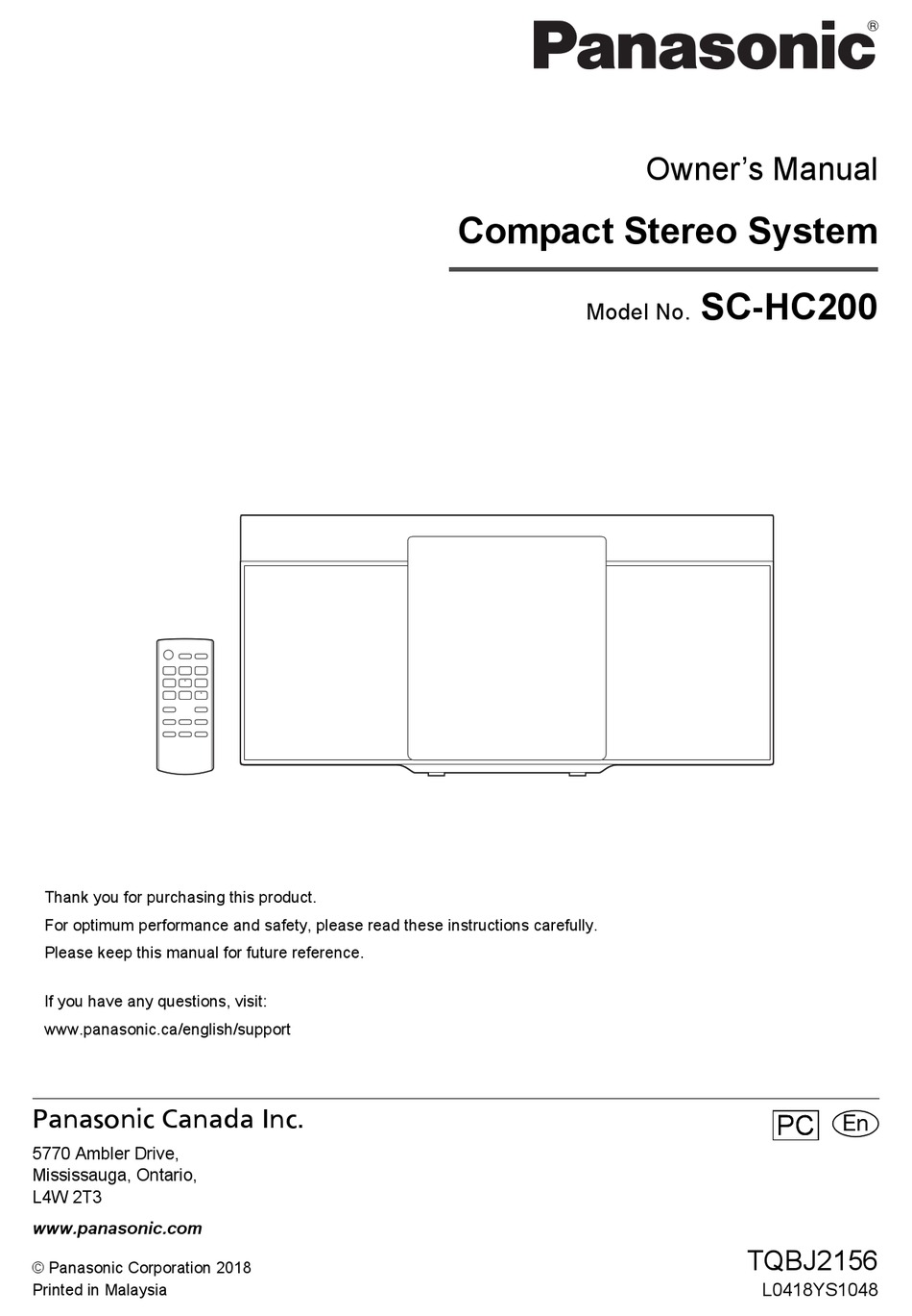 PANASONIC SCHC200 OWNER'S MANUAL Pdf Download ManualsLib