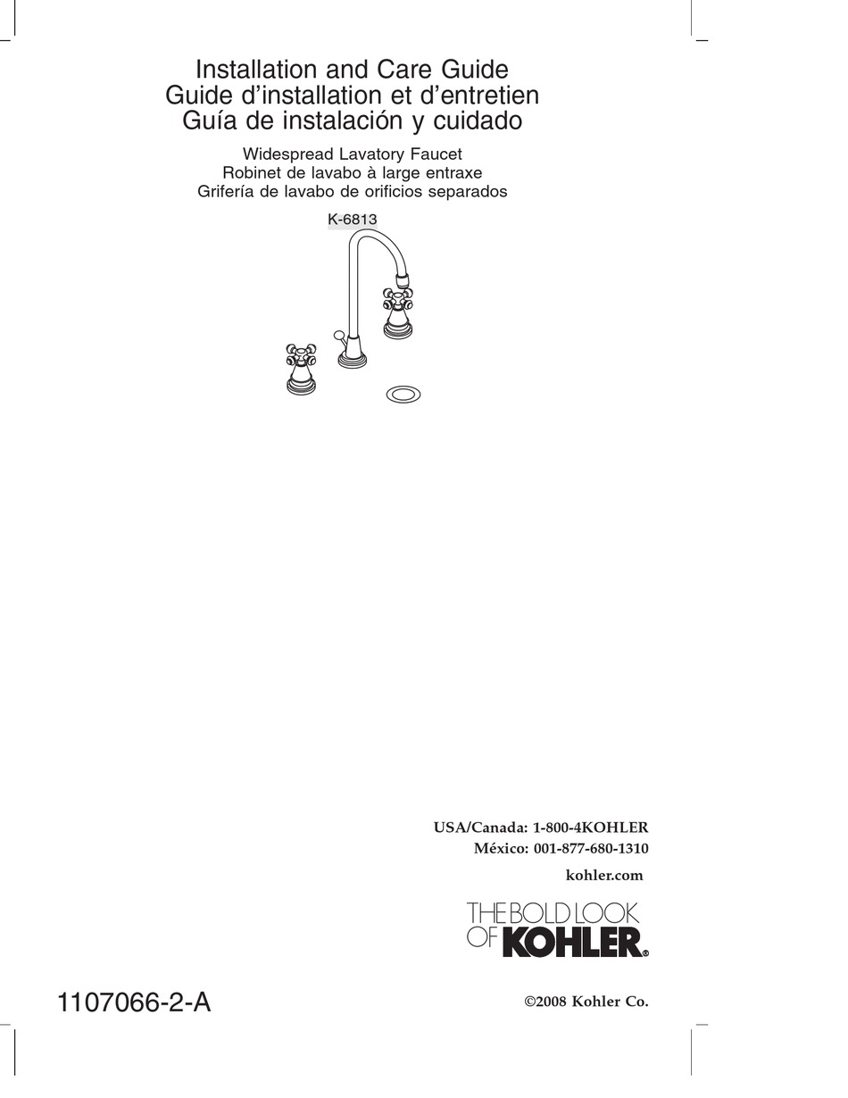 KOHLER K 6813 INSTALLATION AND CARE MANUAL Pdf Download ManualsLib