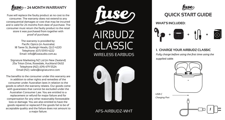 FUSE AFSAIRBUDZWHT QUICK START MANUAL Pdf Download ManualsLib