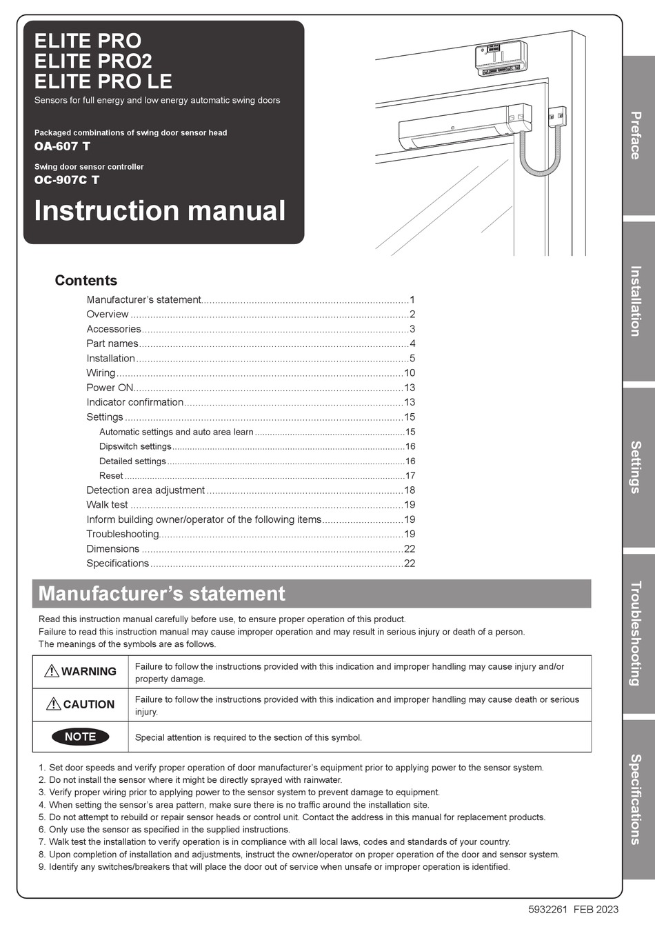 OPTEX ELITE PRO INSTRUCTION MANUAL Pdf Download ManualsLib