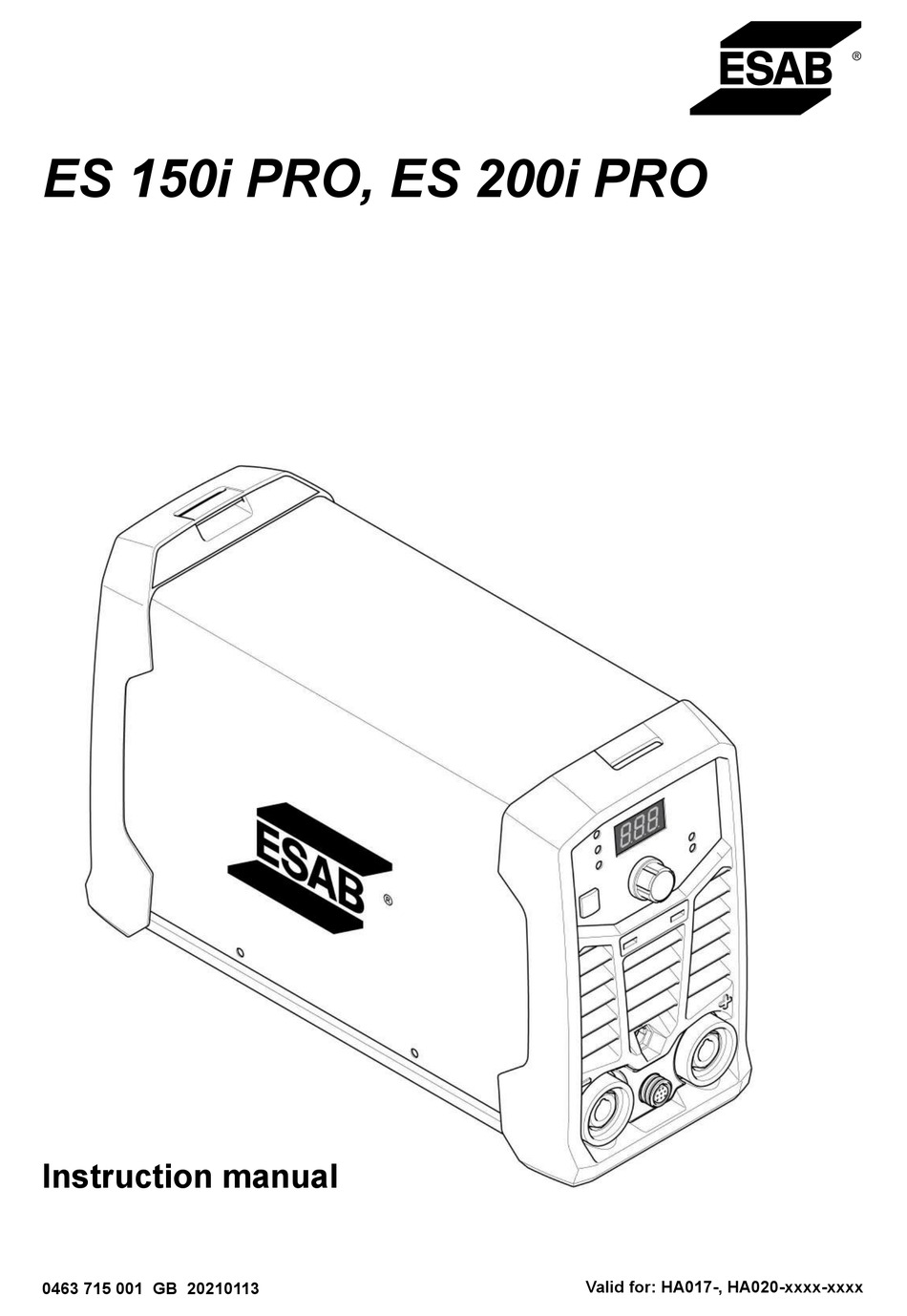 ESAB ES 150I PRO INSTRUCTION MANUAL Pdf Download | ManualsLib