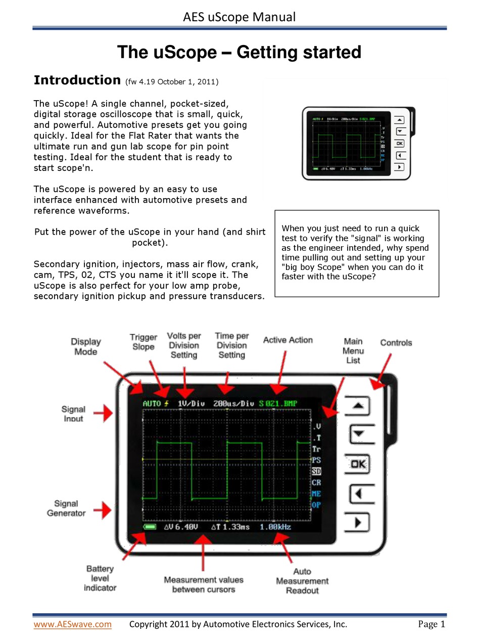 AES USCOPE GETTING STARTED Pdf Download ManualsLib