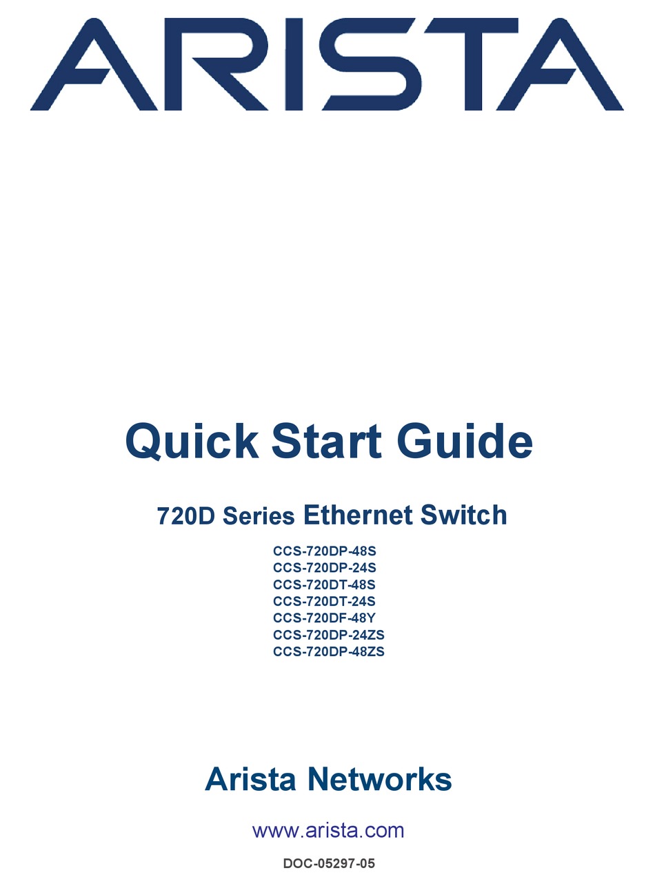 ARISTA 720D SERIES QUICK START MANUAL Pdf Download ManualsLib
