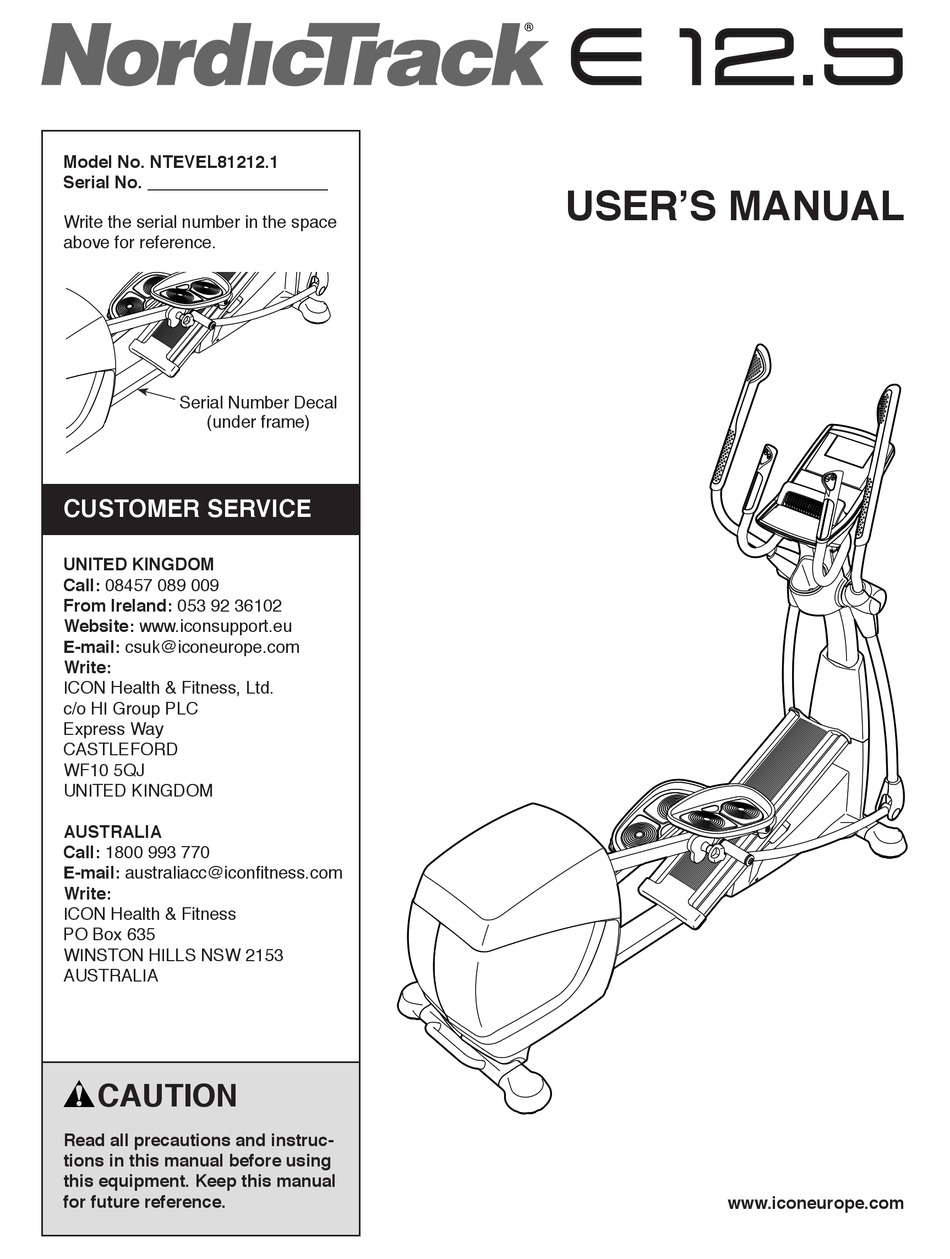 NORDICTRACK E 12 5 USER MANUAL Pdf Download ManualsLib