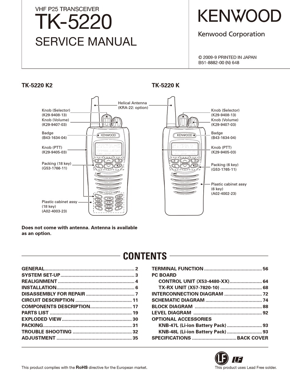 KENWOOD TK5220 K SERVICE MANUAL Pdf Download ManualsLib