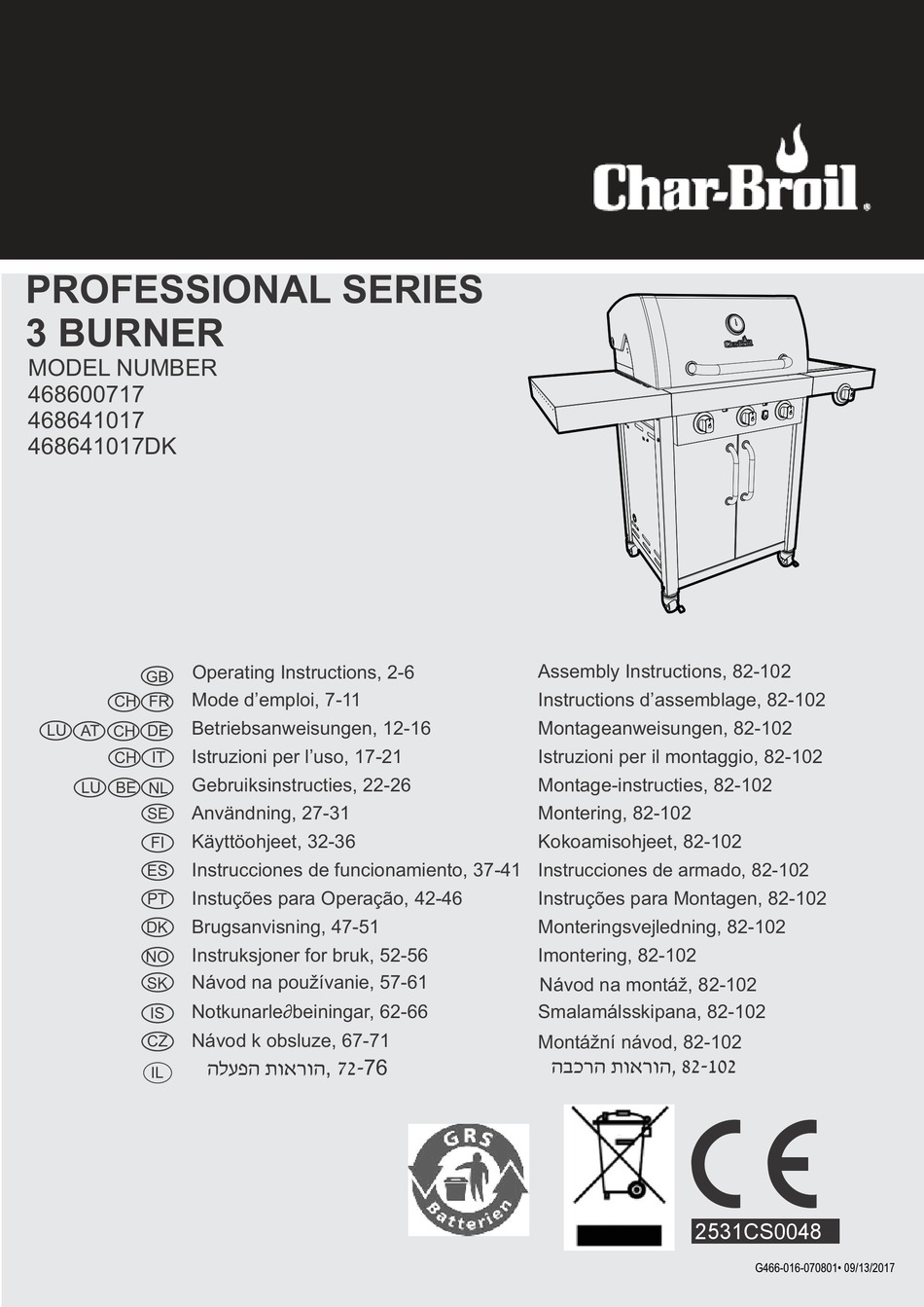 CHARBROIL 468600717 OPERATING INSTRUCTIONS MANUAL Pdf Download