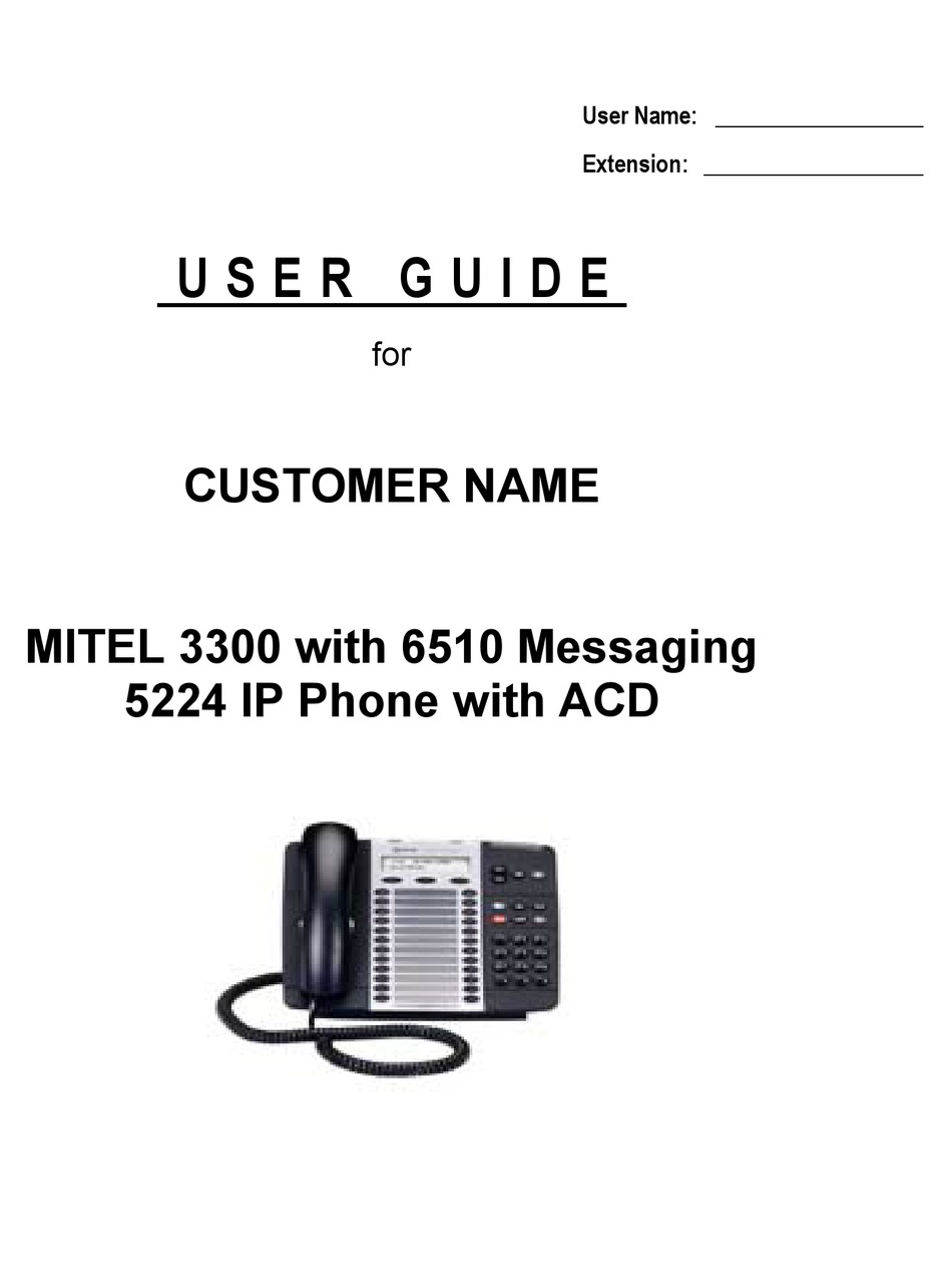 MITEL 3300 USER MANUAL Pdf Download ManualsLib