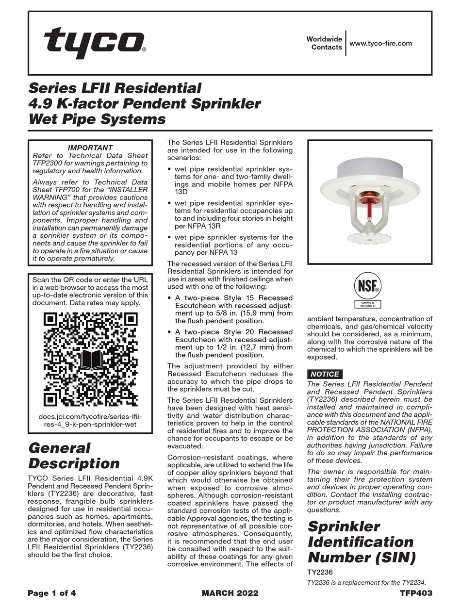 TYCO TY2236 TECHNICAL DATA SHEET Pdf Download | ManualsLib