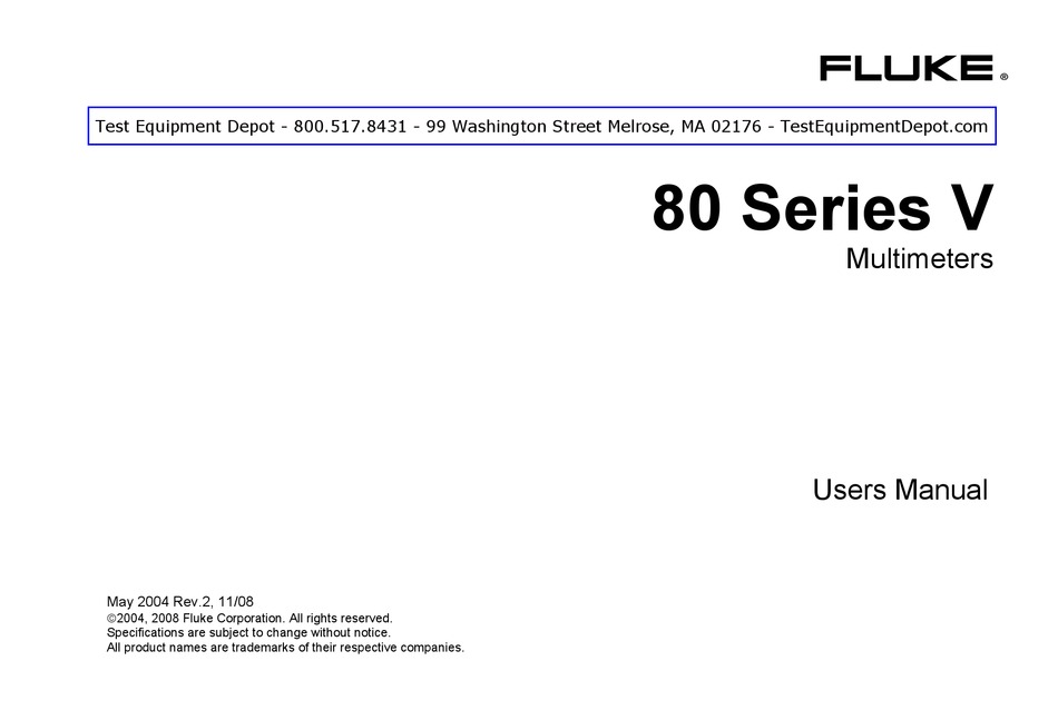 FLUKE 87V/IMSK USER MANUAL Pdf Download ManualsLib