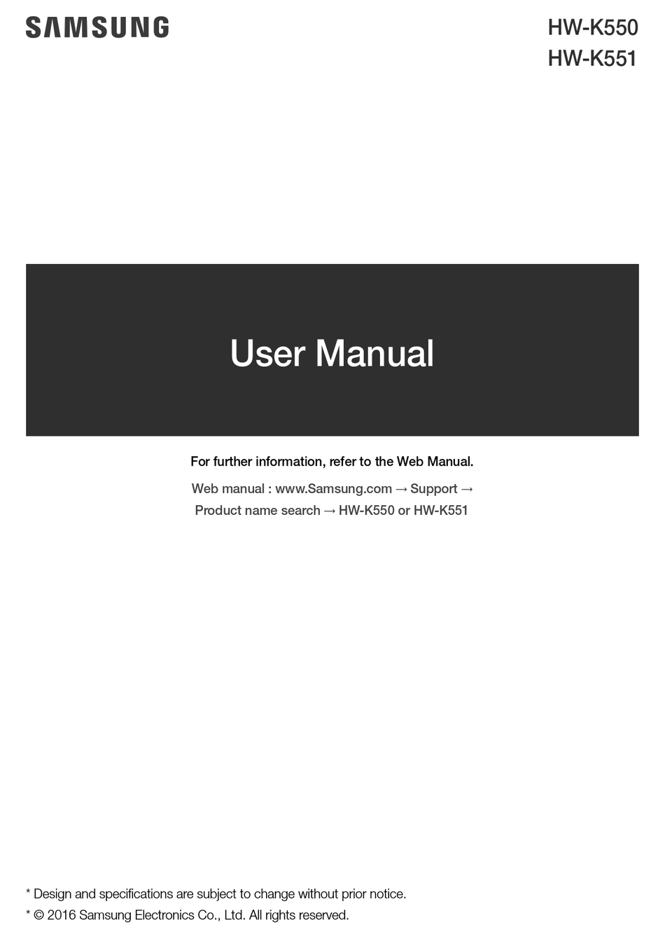 SAMSUNG HW-K551 USER MANUAL Pdf Download | ManualsLib
