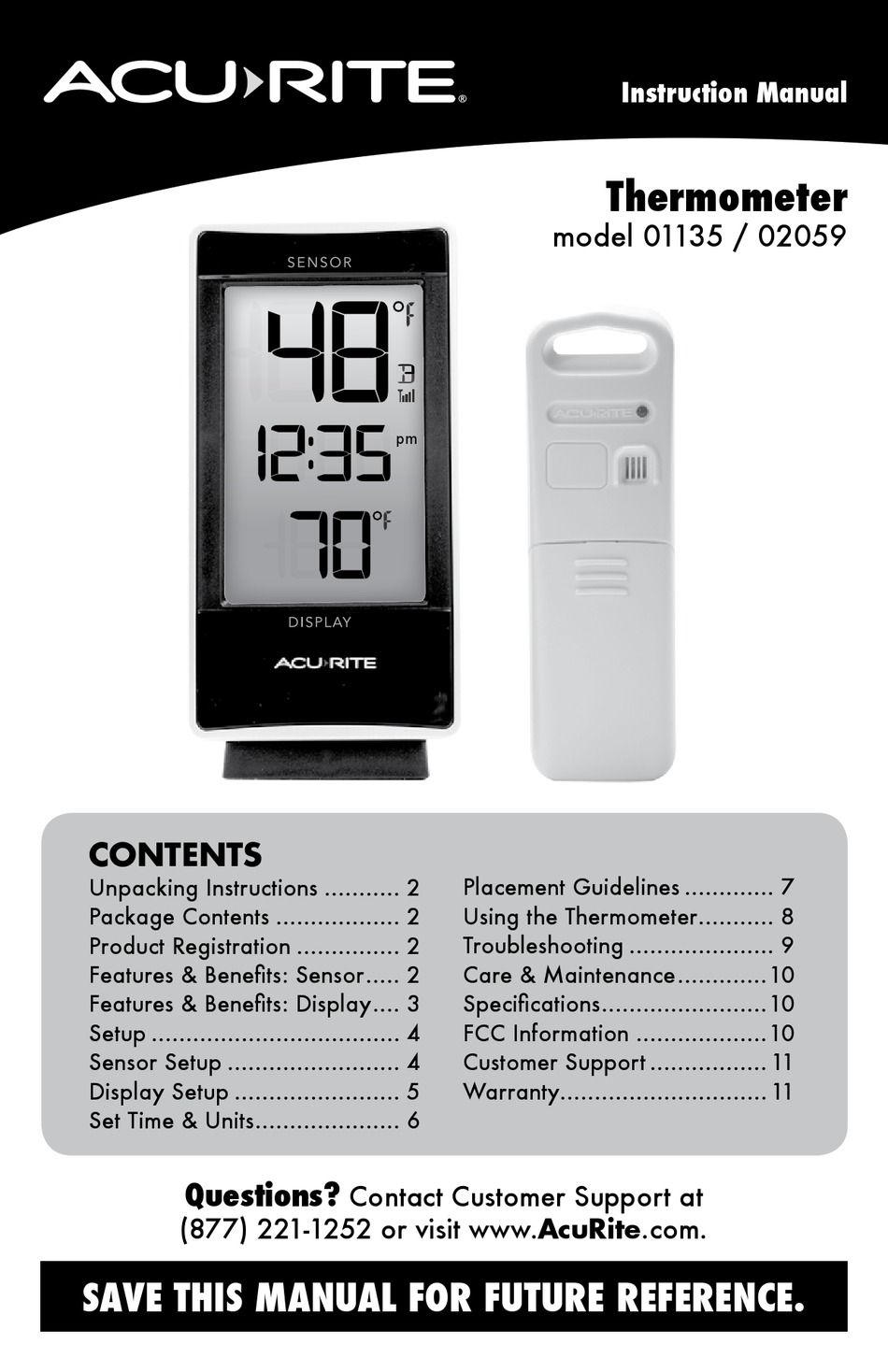 AcuRite Wireless Thermometer & Clock - 01135