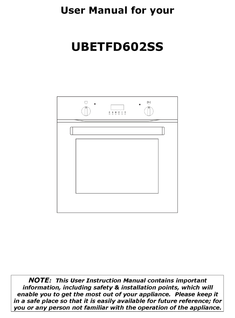 CULINA UBETFD602SS USER MANUAL Pdf Download | ManualsLib