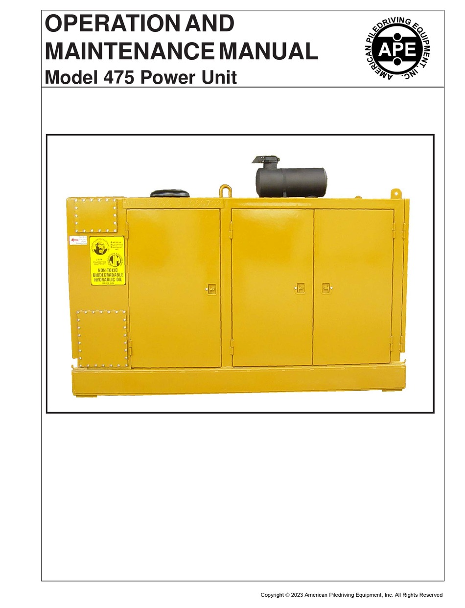 APE 475 OPERATION AND MAINTENANCE MANUAL Pdf Download | ManualsLib