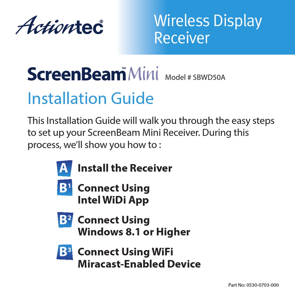 ACTIONTEC SCREENBEAM MINI INSTALLATION MANUAL Pdf Download ManualsLib