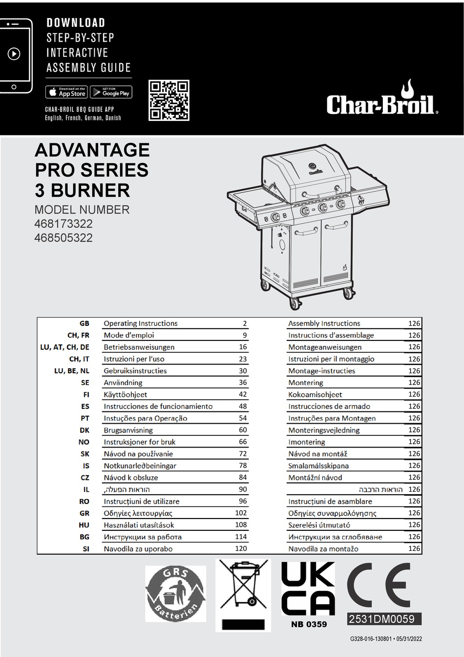 CHARBROIL 468173322 OPERATING INSTRUCTIONS MANUAL Pdf Download