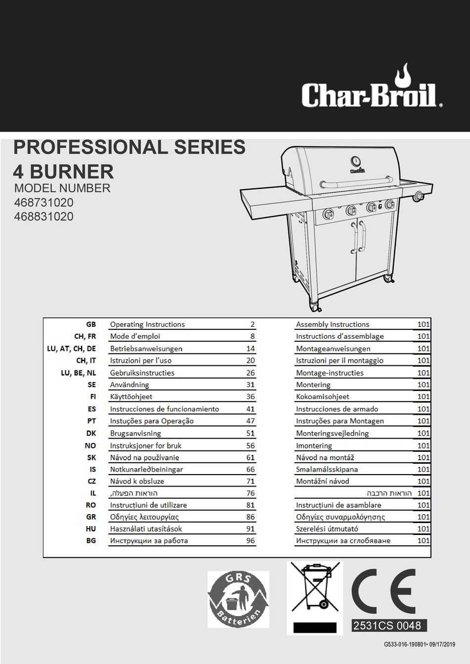 CHARBROIL 468731020 OPERATING INSTRUCTIONS MANUAL Pdf Download