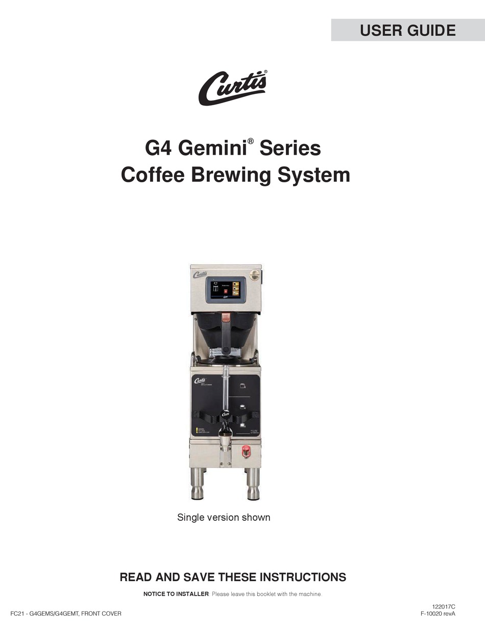 CURTIS G4 GEMINI G4GEMS63A1000 USER MANUAL Pdf Download ManualsLib