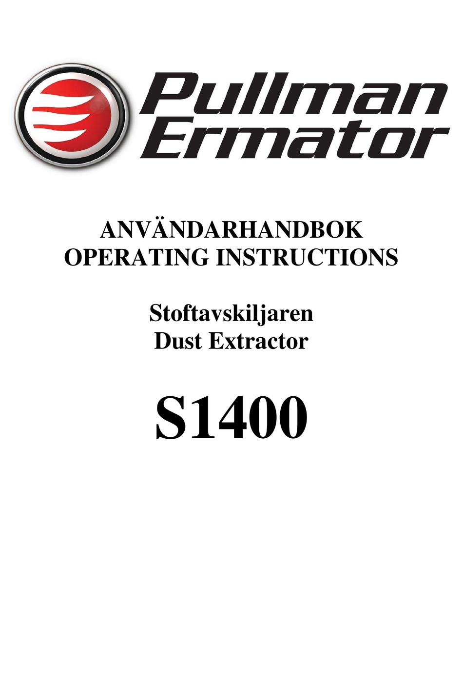 Pullman Ermator S Operating Instructions Manual Pdf Download