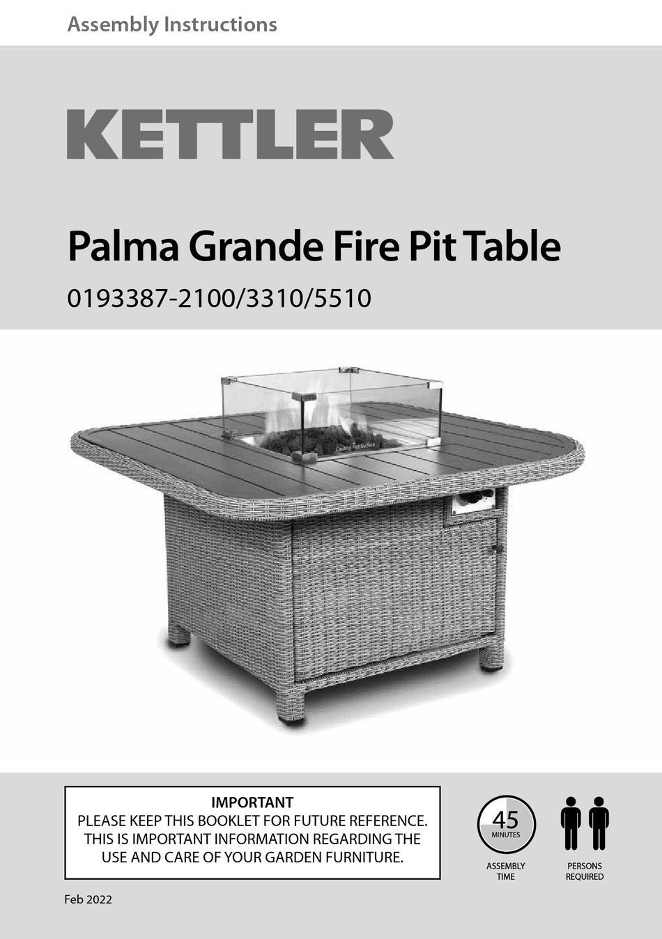 KETTLER PALMA GRANDE 01933873310 ASSEMBLY INSTRUCTIONS MANUAL Pdf