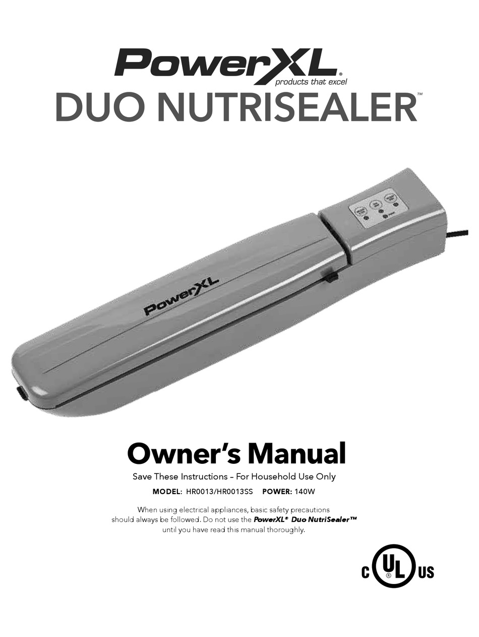 POWERXL DUO NUTRISEALER HR0013 OWNER