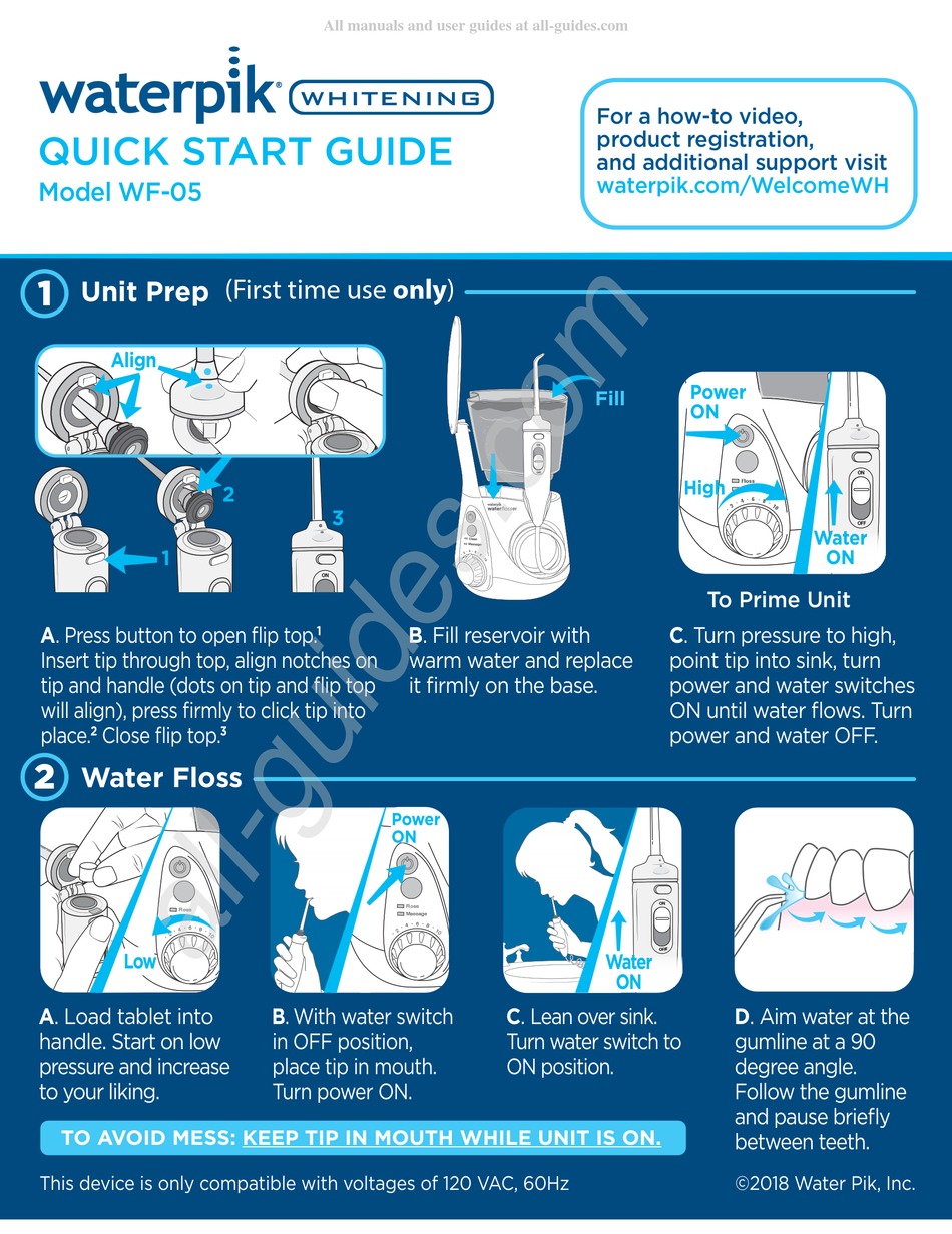 WATERPIK WF05 QUICK START MANUAL Pdf Download ManualsLib