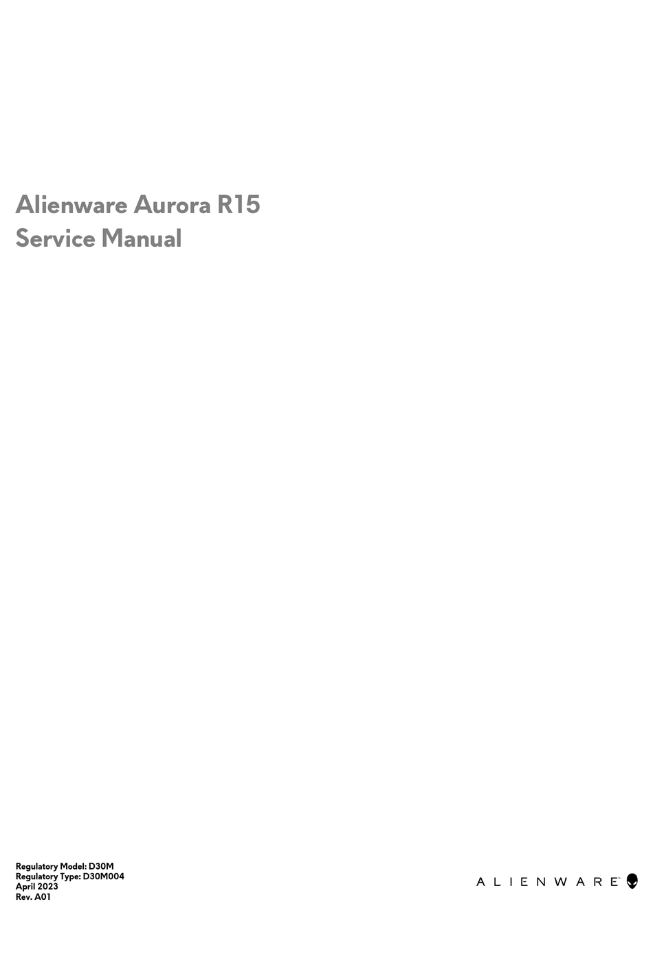 ALIENWARE AURORA R15 SERVICE MANUAL Pdf Download ManualsLib