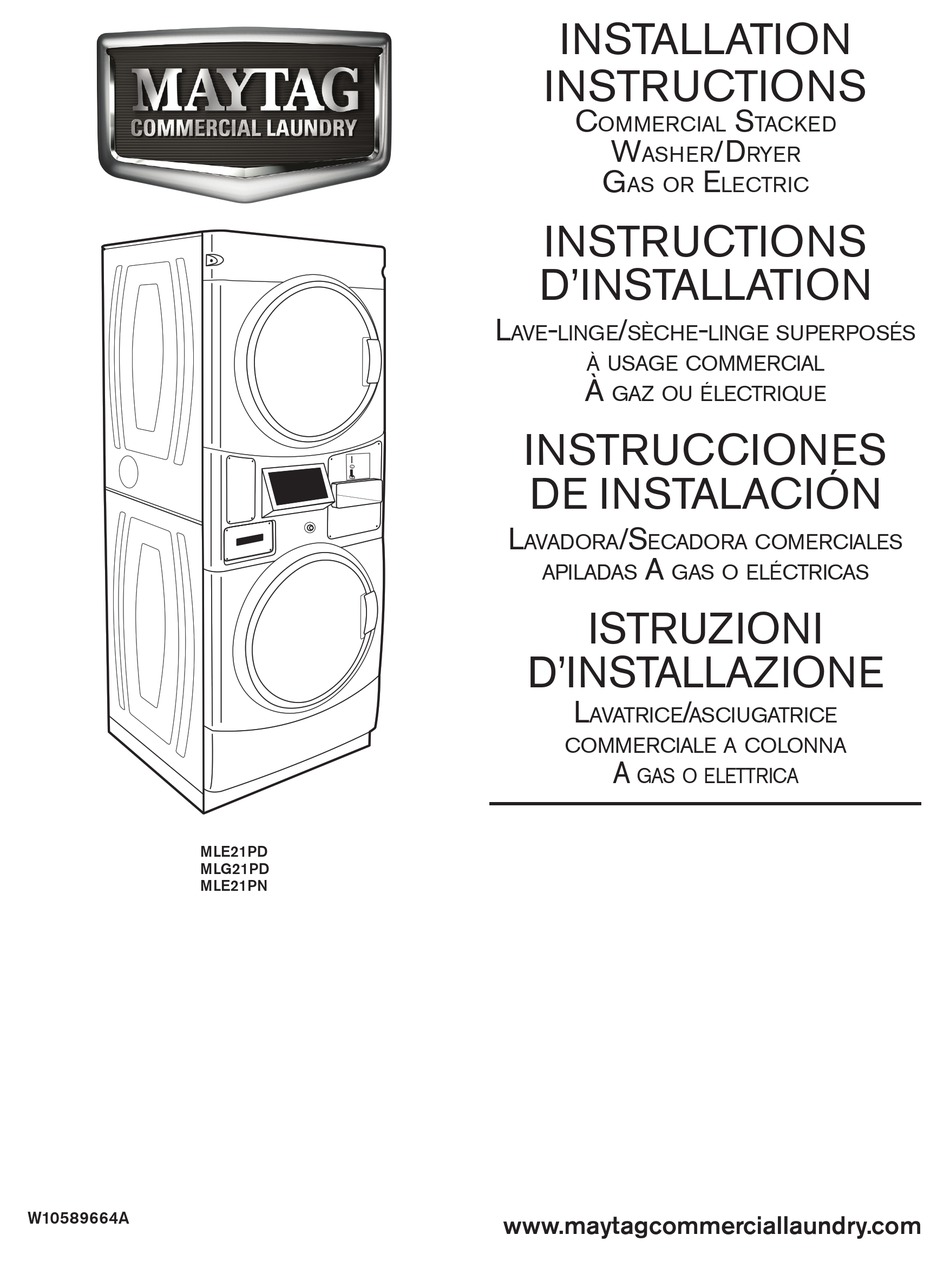 MAYTAG MLG21PD INSTALLATION INSTRUCTIONS MANUAL Pdf Download ManualsLib
