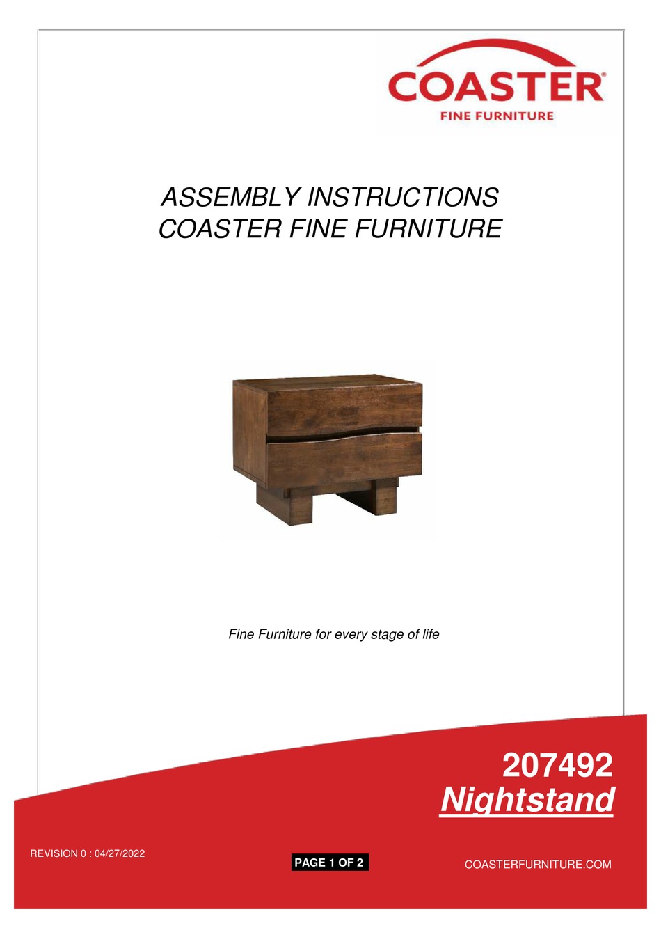 COASTER 207492 ASSEMBLY INSTRUCTIONS Pdf Download ManualsLib