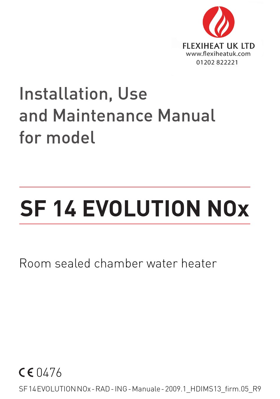 FLEXIHEAT SF 14 EVOLUTION NOX INSTRUCTIONS FOR INSTALLATION, USE AND MAINTENANCE MANUAL Pdf ...