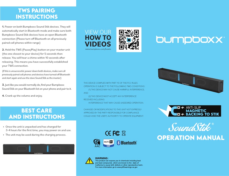 BUMPBOXX SOUND STIK MATCO OPERATION MANUAL Pdf Download ManualsLib