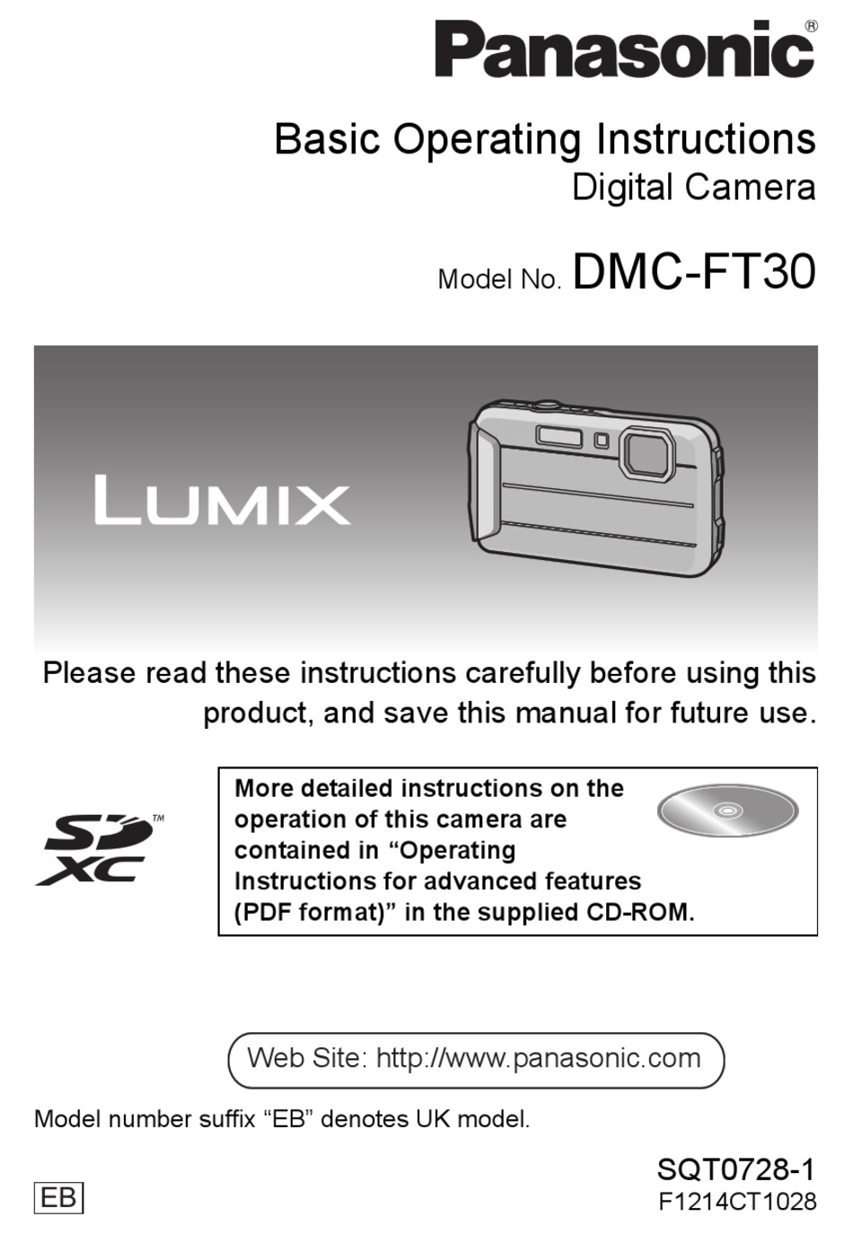 PANASONIC LUMIX DMCFT30 OPERATING INSTRUCTIONS MANUAL Pdf Download