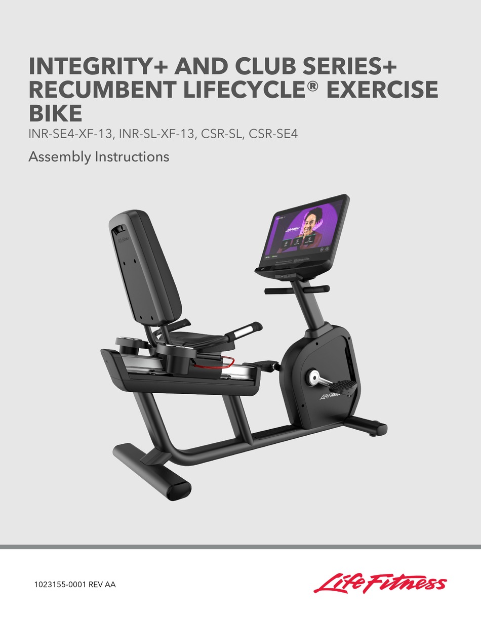 LIFEFITNESS LIFECYCLE INTEGRITY+ SERIES ASSEMBLY INSTRUCTIONS MANUAL