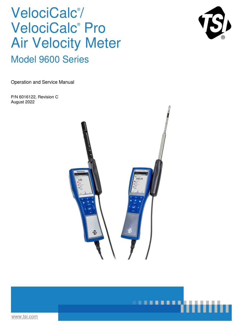 TSI INSTRUMENTS VELOCICALC 9600 SERIES OPERATION AND SERVICE MANUAL Pdf ...