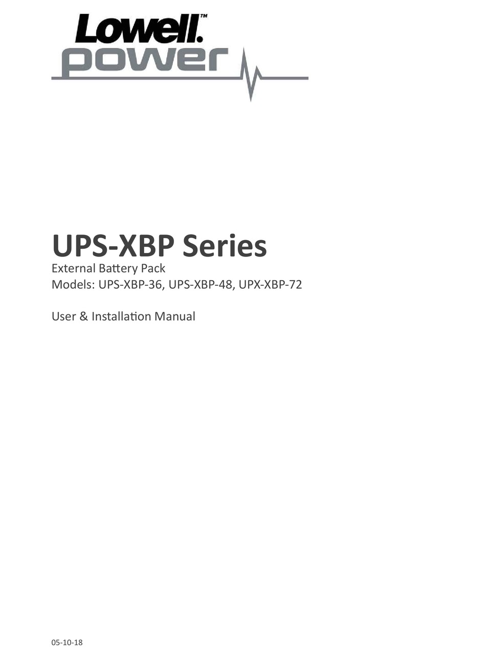 LOWELL POWER UPSXBP SERIES USER & INSTALLATION MANUAL Pdf Download