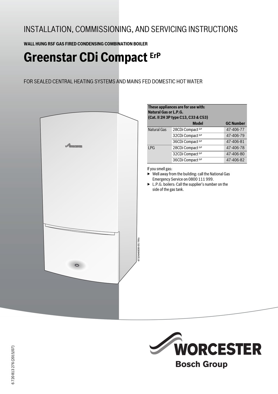 BOSCH WORCESTER GREENSTAR CDI COMPACT ERP SERIES INSTALLATION