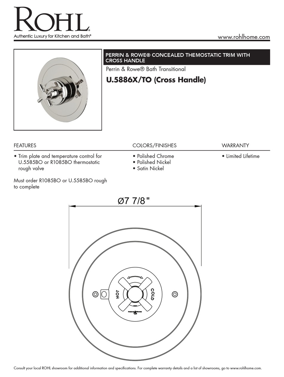 ROHL PERRIN & ROWE U.5886X/TO INSTALLATION INSTRUCTIONS Pdf Download