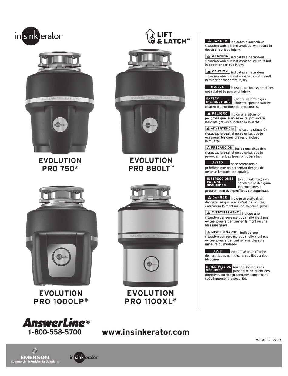 EMERSON INSINKERATOR EVOLUTION PRO 880LT MANUAL Pdf Download ManualsLib